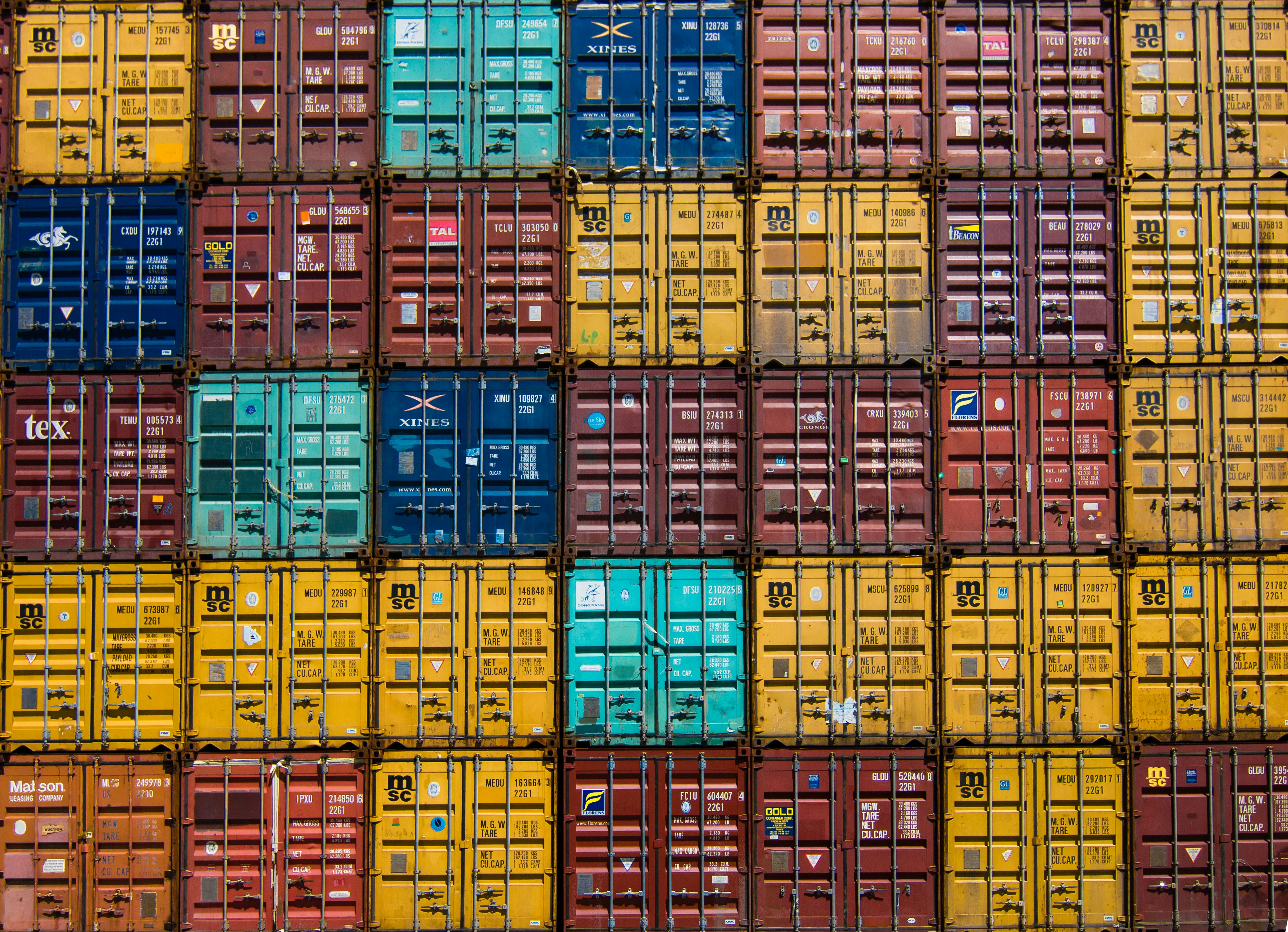 Containers in a grid