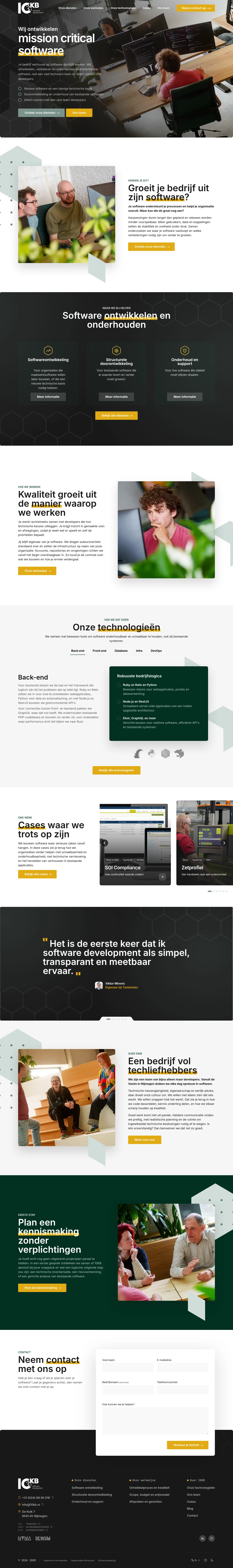 De volledige homepage van de nieuwe 10KB-website