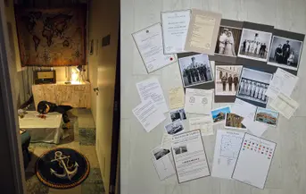 Photo of the Captain's Quarters and escape room puzzles